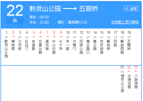 貴陽(yáng)公交22路路線示意圖
