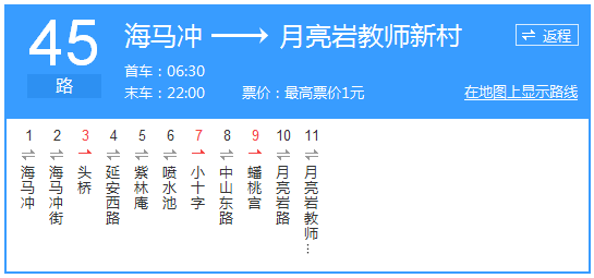 貴陽公交45路路線示意圖