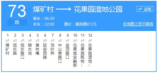 貴陽公交73路路線示意圖