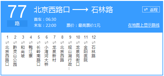 貴陽公交77路路線示意圖