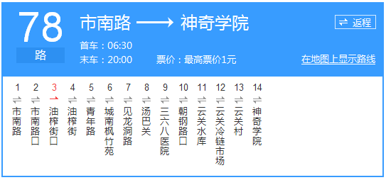 貴陽(yáng)公交78路路線示意圖